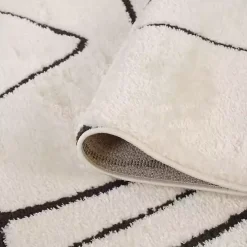 Black and Ivory Monotone Geo Area Rug, 5x7