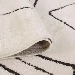 Black and Ivory Monotone Geo Area Rug, 5x7