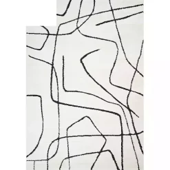 Black and Ivory Monotone Geo Area Rug, 8x10