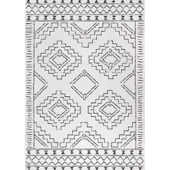 Black and Ivory Moroccan Washable Runner