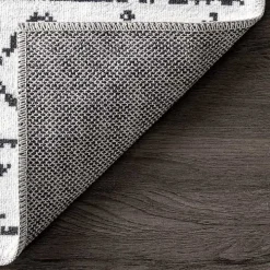 Black and Ivory Moroccan Washable Area Rug, 4x6