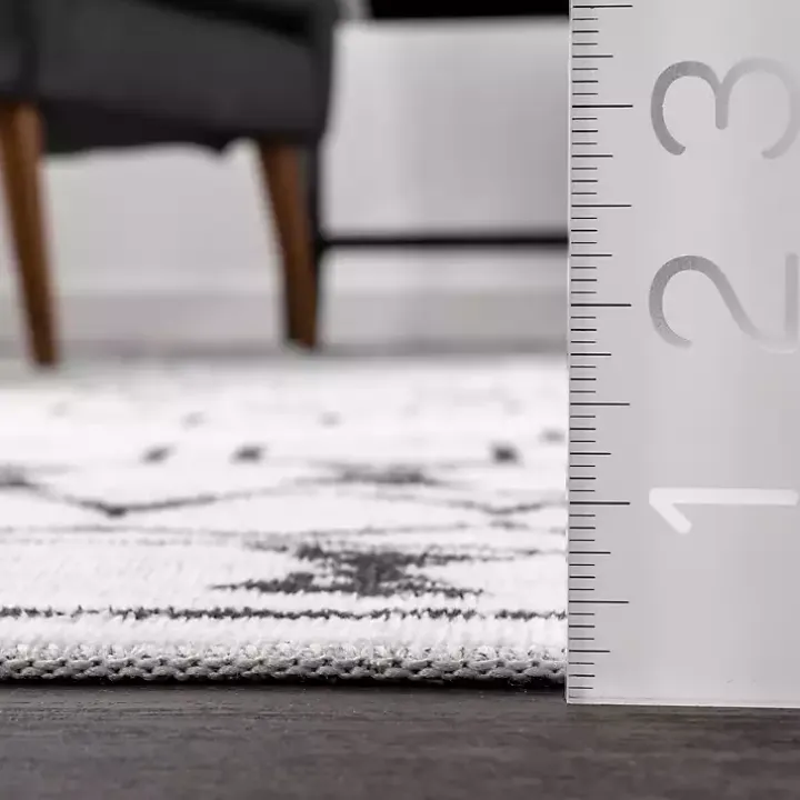 Black and Ivory Moroccan Washable Area Rug, 5x8