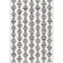 Black and Ivory Tulum Geometric Area Rug, 5x7