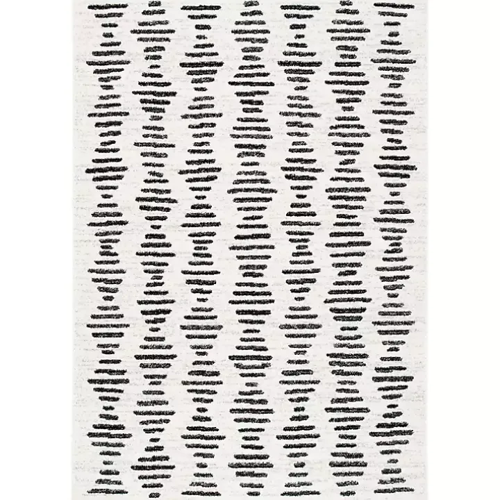 Black and Ivory Tulum Geometric Area Rug, 5x7