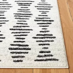 Black and Ivory Tulum Geometric Area Rug, 5x7