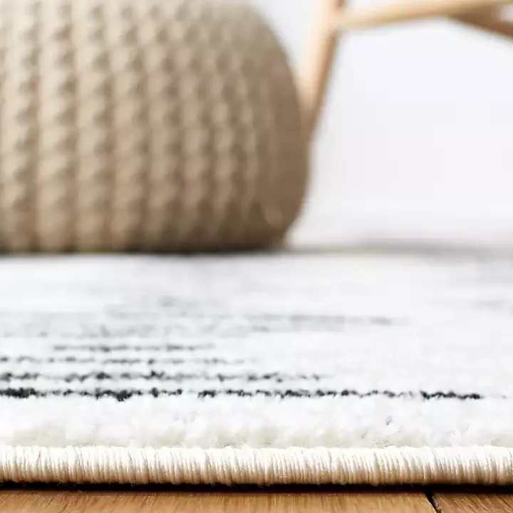 Black and Ivory Tulum Geometric Area Rug, 5x7