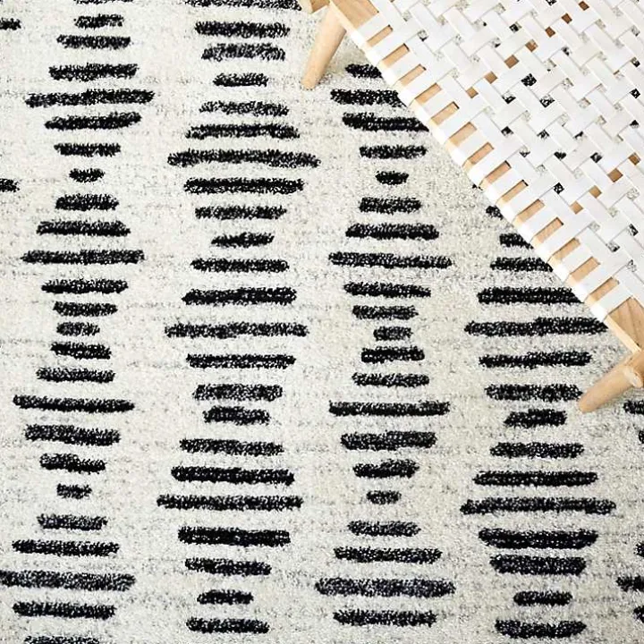 Black and Ivory Tulum Geometric Area Rug, 5x7