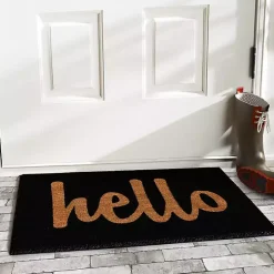 Black and Natural Coir Hello Doormat, 36x24 in.