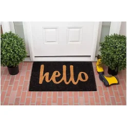 Black and Natural Coir Hello Doormat, 36x24 in.
