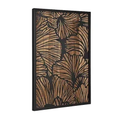 Black and Natural Wood Botanical Wall Plaque