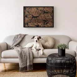 Black and Natural Wood Botanical Wall Plaque