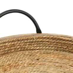 Black and Natural Wood Decorative Trays, Set of 2