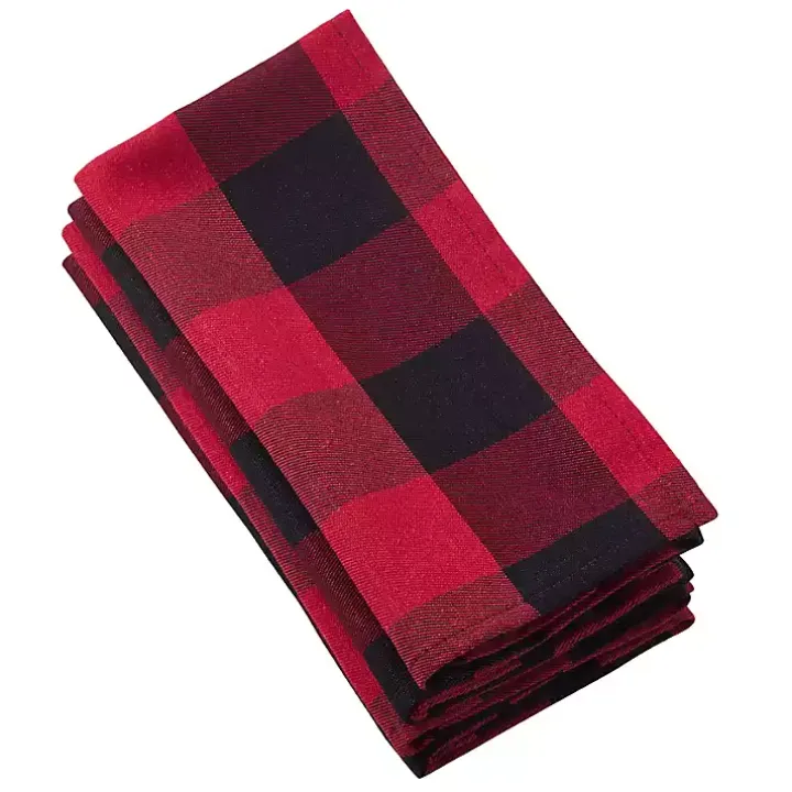 Black and Red Buffalo Check Napkins, Set of 4