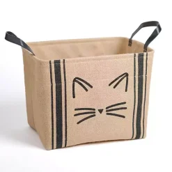 Black and Tan Cat Jute Storage Bin