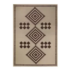 Black and Tan Kilim Washable Area Rug, 5x7
