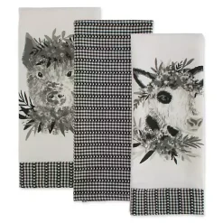 Black and White Animal Kitchen Towels, Set of 3