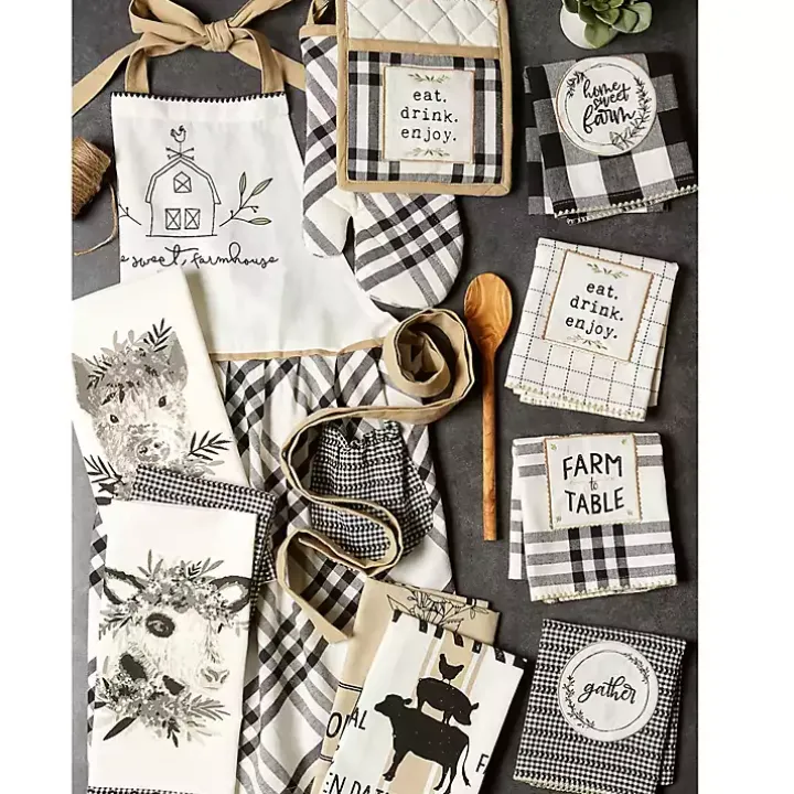 Black and White Animal Kitchen Towels, Set of 3