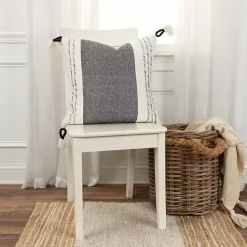 Black and White Block Loop Throw Pillow