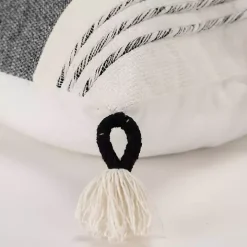 Black and White Block Loop Throw Pillow