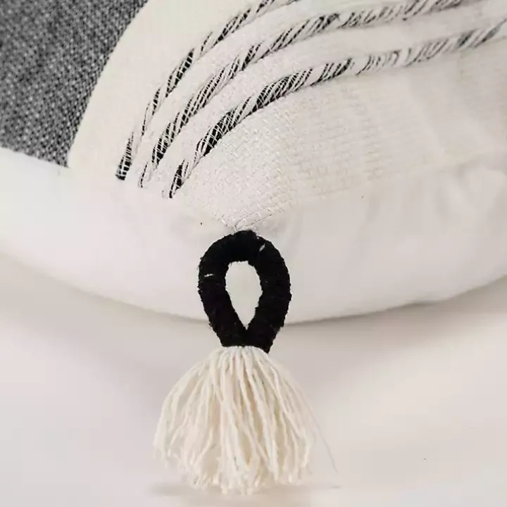 Black and White Block Loop Throw Pillow