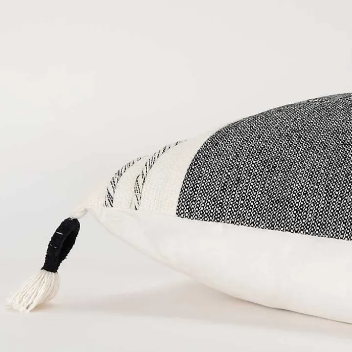 Black and White Block Loop Throw Pillow