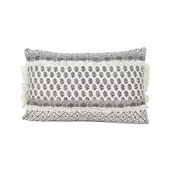 Black and White Boho Print Lumbar Pillow