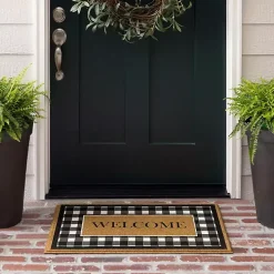 Black and White Buffalo Check Welcome Doormat