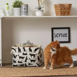 Black and White Cat Rectangular Pet Bin