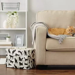 Black and White Cat Rectangular Pet Bin