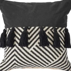 Black and White Chevron Pillow with Tassels