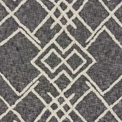 Black and White Cotton Geometric Tufted Throw