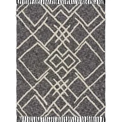 Black and White Cotton Geometric Tufted Throw