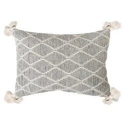Black and White Diamond Woven Lumbar Pillow
