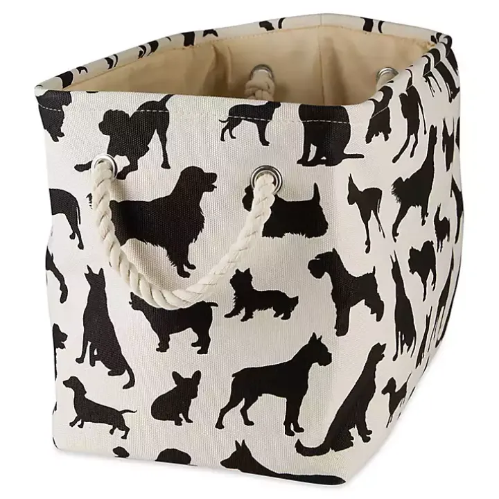 Black and White Dog Rectangular Pet Bin