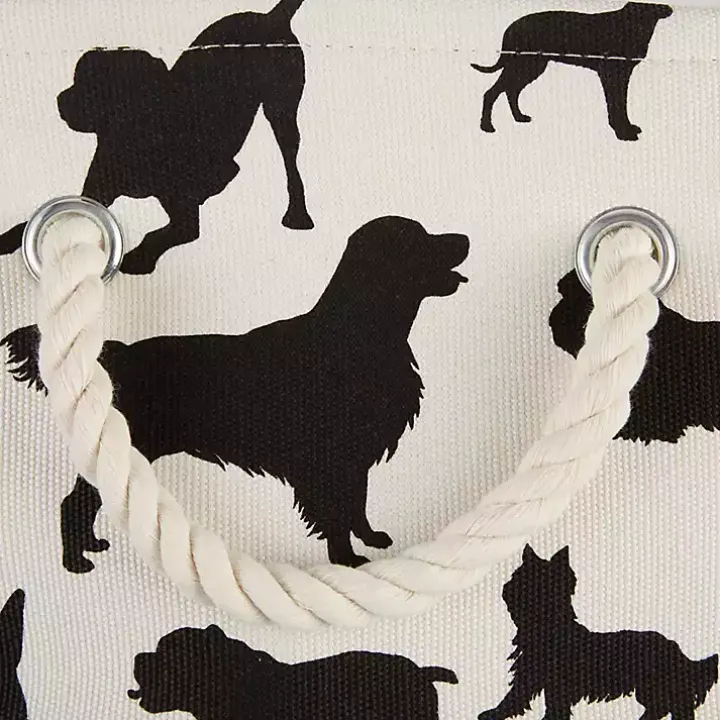 Black and White Dog Rectangular Pet Bin