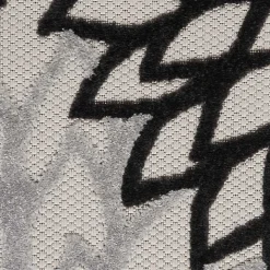 Black and White Floral Outdoor Area Rug, 5x7