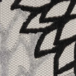 Black and White Floral Outdoor Area Rug, 7x10