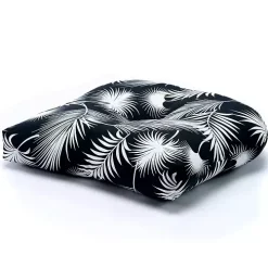 Black and White Floral Outdoor Chair Cushion