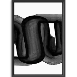 Black and White Flow Bend Framed Canvas Art Print