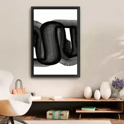 Black and White Flow Bend Framed Canvas Art Print