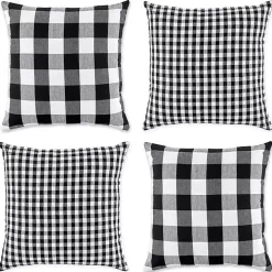 Black and White Gingham Pillow Covers, Set of 4