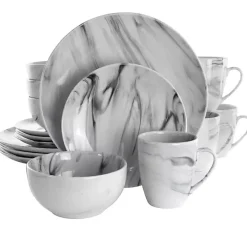Black and White Marble 16-pc. Dinnerware Set