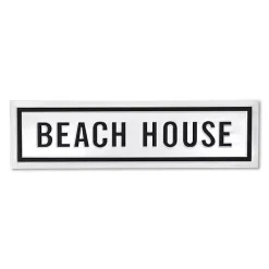 Black and White Metal Beach House Wall Sign