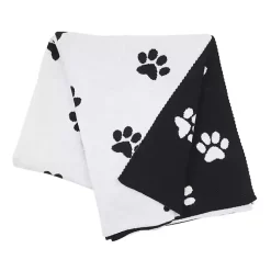 Black and White Paw Print Throw