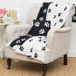 Black and White Paw Print Throw