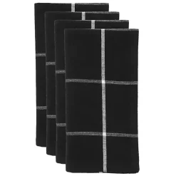 Black and White Plaid Cotton Napkins, Set of 4