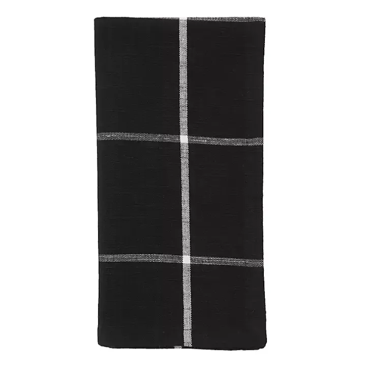 Black and White Plaid Cotton Napkins, Set of 4