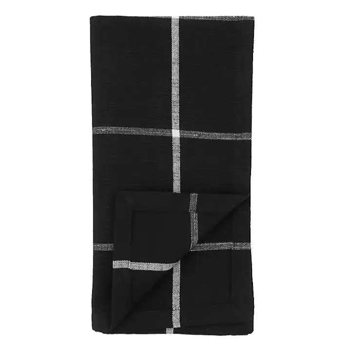 Black and White Plaid Cotton Napkins, Set of 4