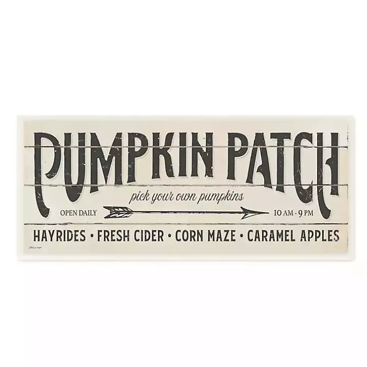 Black and White Pumpkin Patch Wood Plaque
