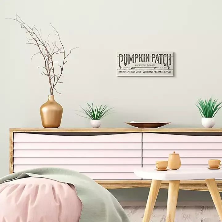 Black and White Pumpkin Patch Wood Plaque